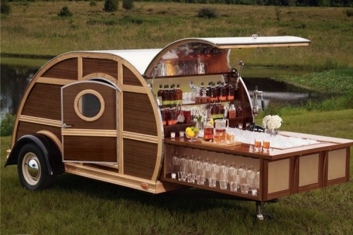 A Slide-Out Bar Turns The Woody Trailer Into A Full-Service Party On Wheels
