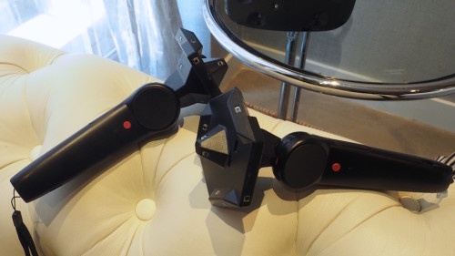 These are the wireless controllers you’ll use with the HTC Vive