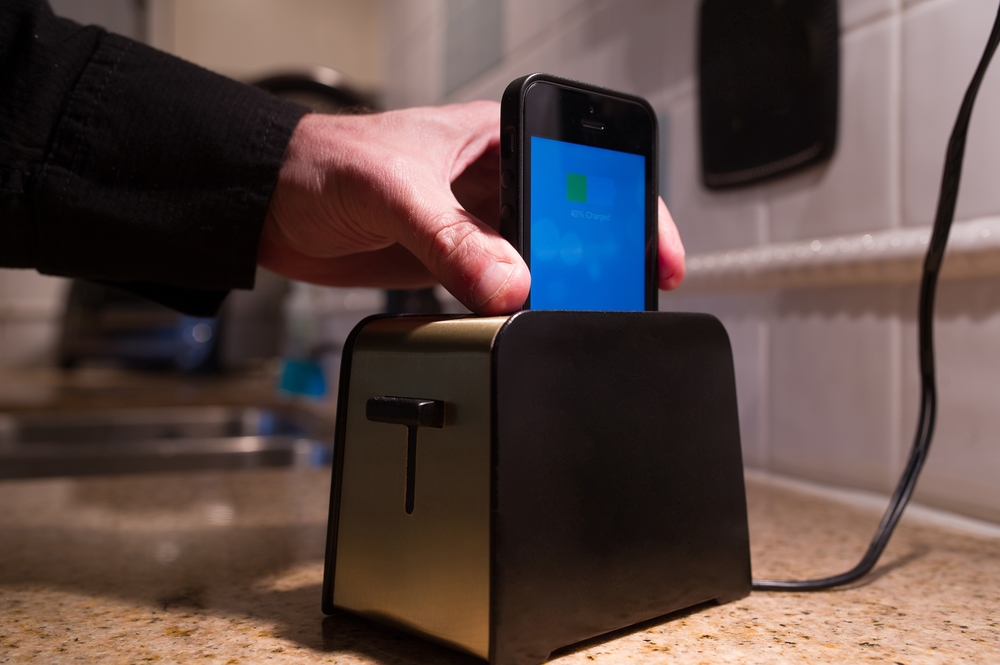 This toaster is actually a charging station for mobile devices