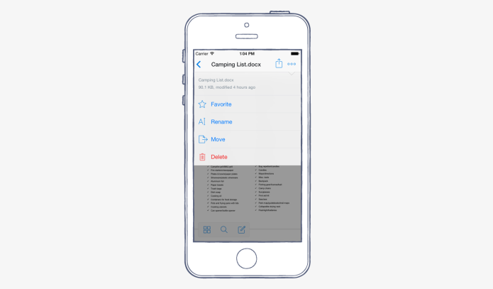 How to rename a Dropbox file or folder using the iOS app