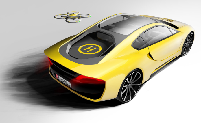 Rinspeed Etos driverless concept car features a drone landing pad