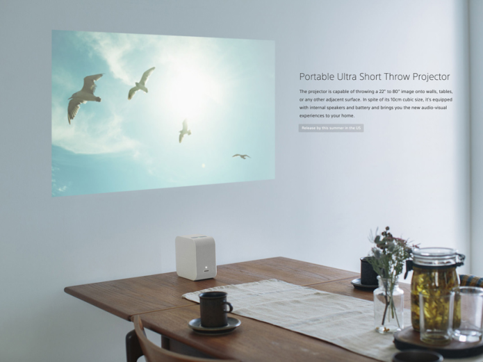 Sony LSPX-P1 portable ultra-short focus projector throws big image