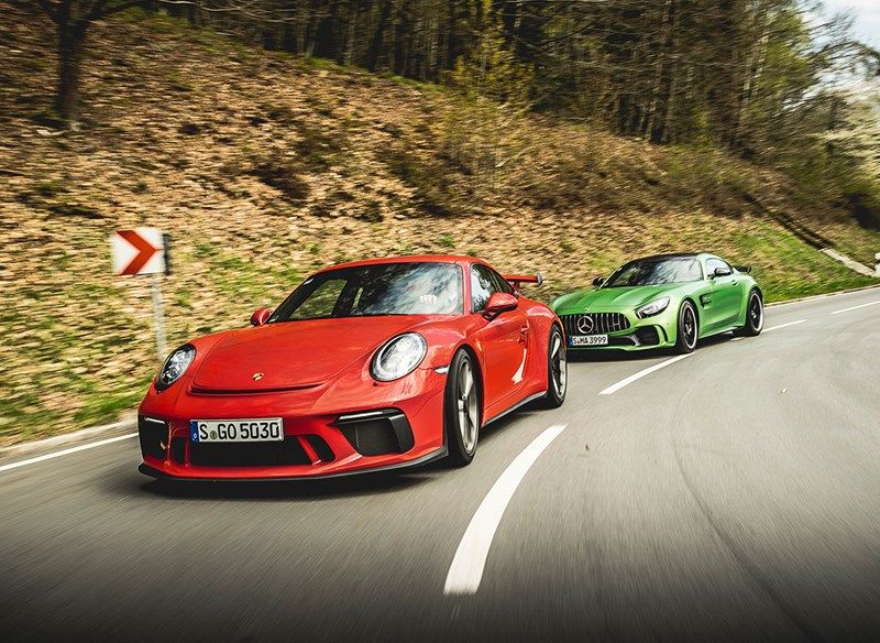 Mercedes-AMG GT R vs Porsche 911 GT3 twin test review (2017)