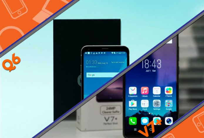 Mid-Range Bezel-Less Smartphone Comparison: LG Q6 vs. Vivo V7+