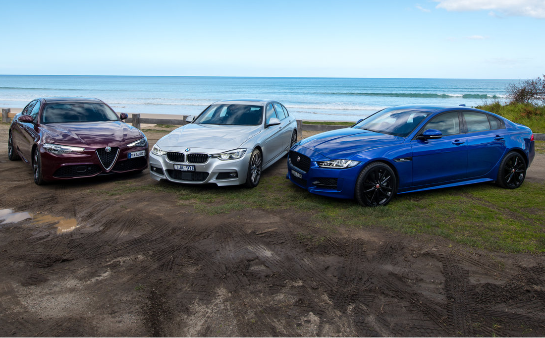 Alfa Romeo Giulia Veloce v BMW 330i M Sport v Jaguar XE 25t R-Sport comparison