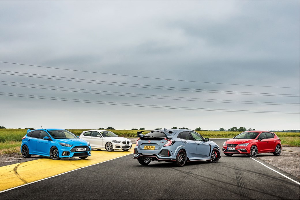 Honda Civic Type R vs Ford Focus RS vs BMW M140i vs Seat Leon Cupra 300 review