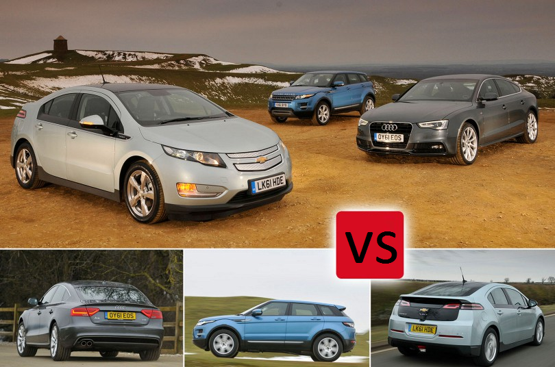 Used Audi A5 Sportback vs Chevrolet Volt vs Range Rover Evoque Comparison
