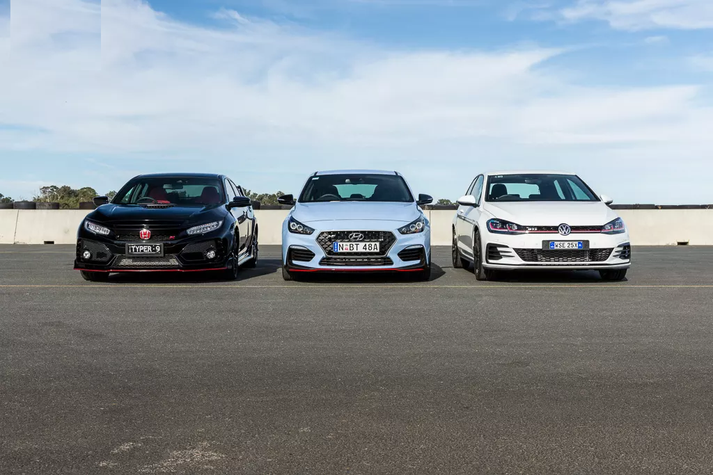 Hyundai i30 N v Volkswagen Golf GTI v Honda Civic Type R 2018 Comparison