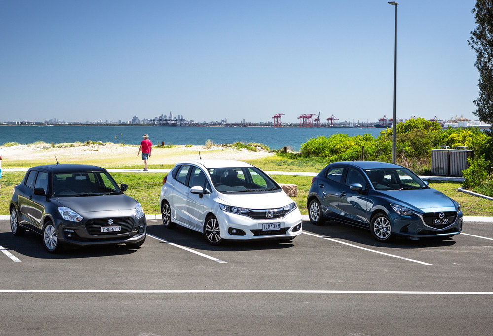 2018 Honda Jazz VTi-S v Mazda 2 Maxx v Suzuki Swift GL Nav comparison
