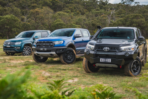 Ford Ranger Raptor v Toyota HiLux Rugged X v Volkswagen Amarok Ultimate TDI580 comparison