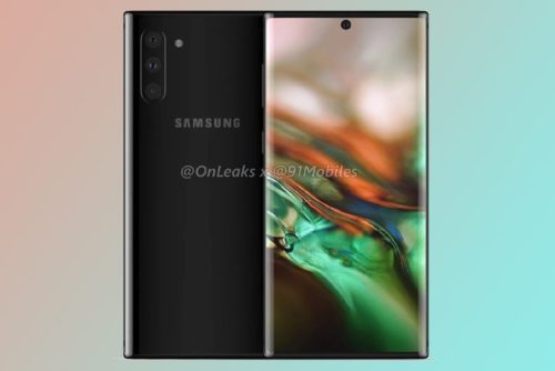 Samsung Galaxy Note 10 render shows triple rear camera with quad camera reserved for Note 10 Pro