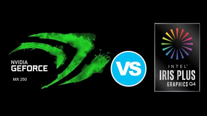 NVIDIA GeForce MX250 (10W) vs Intel Iris Plus G4 – despite its lower TDP the 10W GPU is almost two times faster