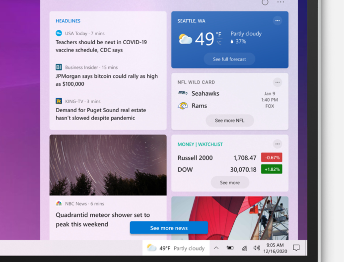 Microsoft unveils a new addition to the Windows taskbar: A news and weather feed