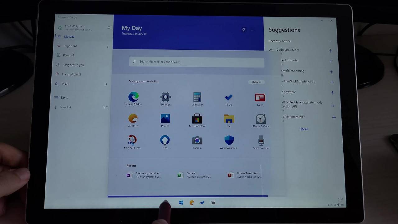 Windows 10X on Surface Pro 7 shows a touch-centric experience