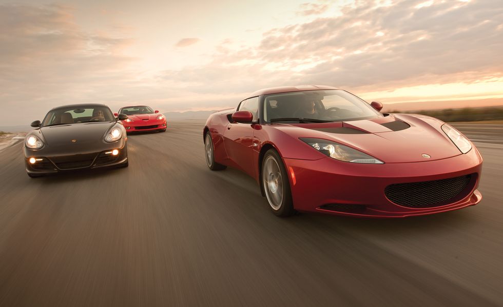 Tested: 2010 Chevy Corvette vs. Lotus Evora vs. Porsche Cayman