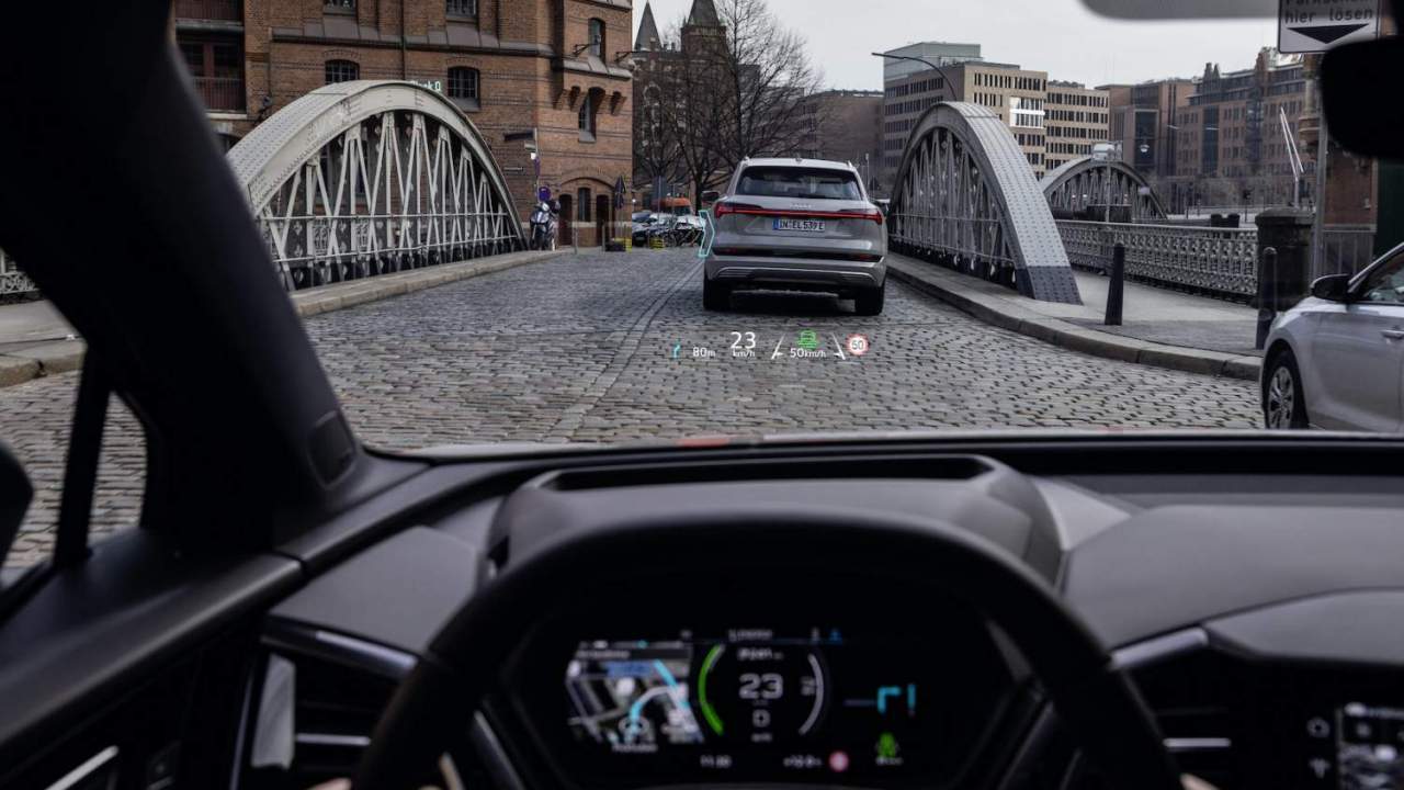 The Audi Q4 etron’s augmented reality headup display is dashboard