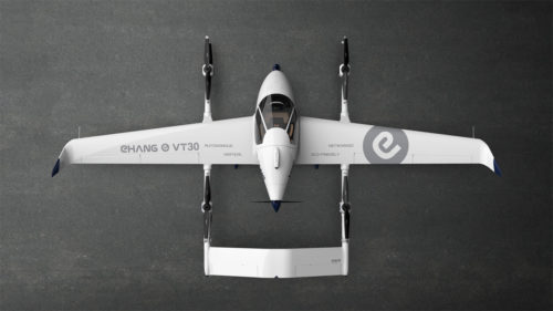 EHang long-range VT-30 autonomous aerial vehicle takes off and lands vertically