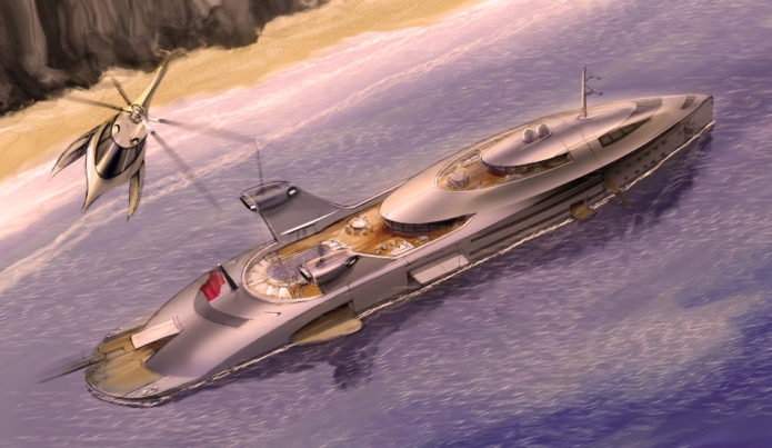 130m Mad Max superyacht concept harnesses recycled jet engines