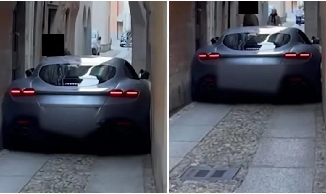 Someone Got Their Ferrari Roma Stuck in an Italian Alleyway
