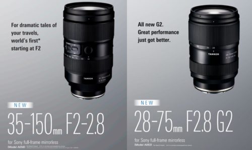 Tamron 35-150mm f/2-2.8 & 28-75mm f/2.8 Lenses Product Pages & Images