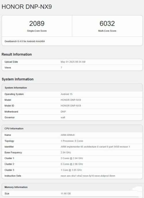 Honor 400 Pro phone has appeared on Geekbench and is expected to be equipped with a downclocked Snapdragon 8 Gen3 processor
