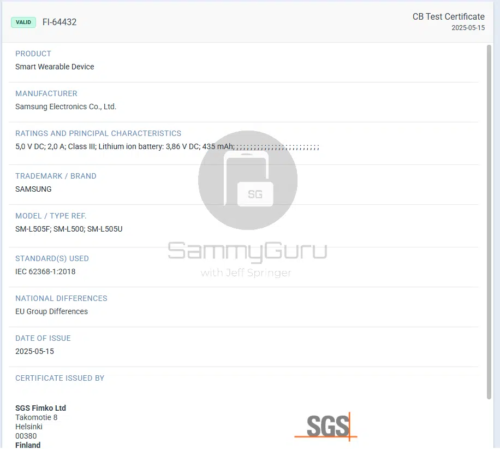 The battery capacity of Samsung Galaxy Watch 8 / Classic smartwatch has been exposed