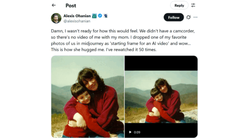 This touching viral AI video of Reddit co-founder Alexis Ohanian’s mom hugging him is also sparking a fiery debate
