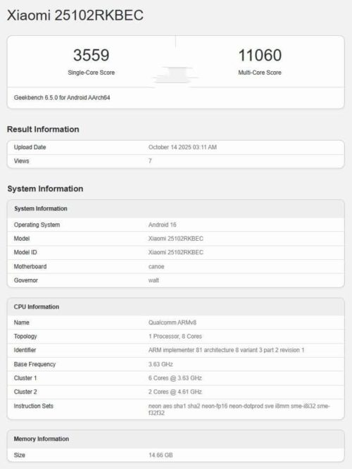 The Benchmark Scores of Xiaomi REDMI K90 Pro have been Exposed: It is Equipped with Qualcomm 5th Generation Snapdragon 8 Ultra