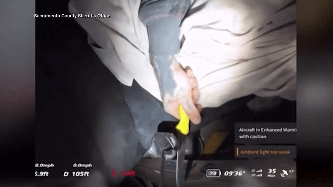 VIDEO: Authorities use drone to steal knife out of suspect’s hand