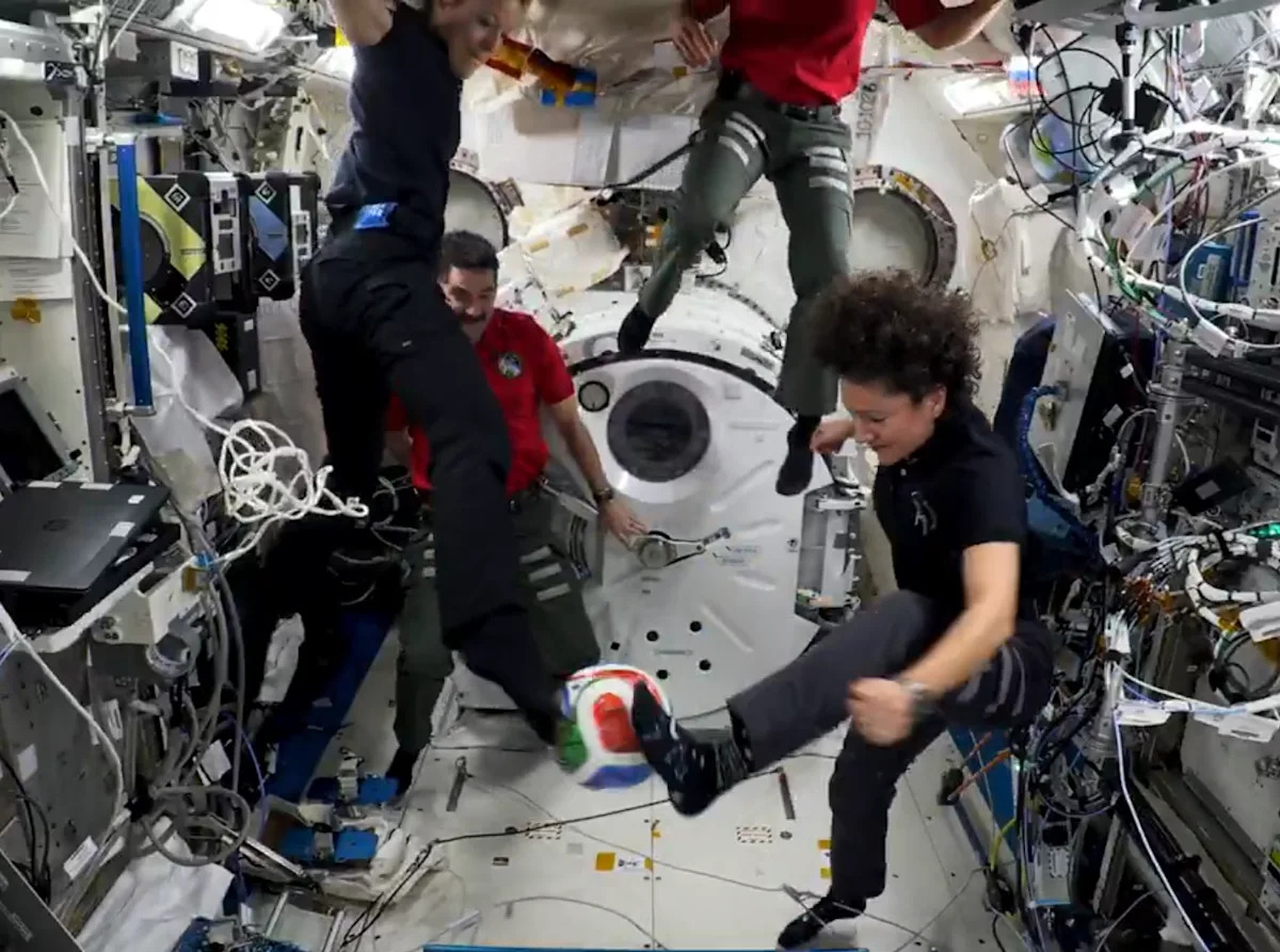 A FIFA World Cup soccer ball reaches space for astronauts to study