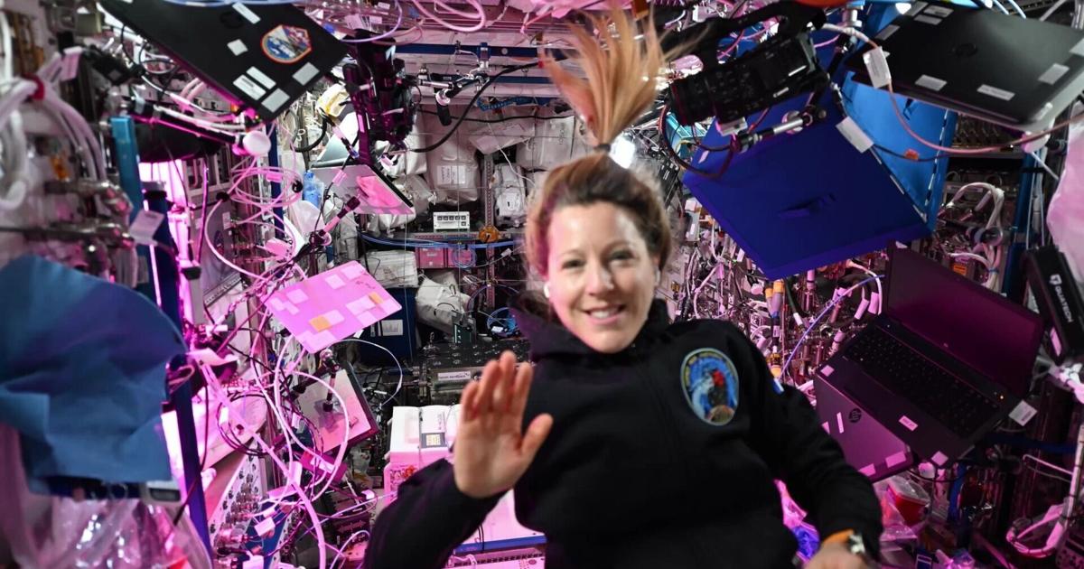 Astronaut shows how to vacuum on the International Space Station