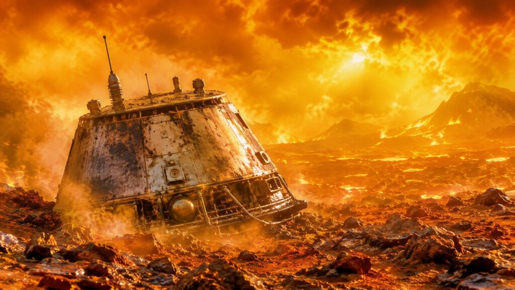 America’s only landing on Venus was an accident — in 1978 NASA dropped four cone-shaped probes into the Venusian atmosphere, none built to survive hitting the ground, and one of them struck the surface, kept transmitting for 67 minutes and 37 seconds, and very likely still sits there today, the only American craft ever to land on Venus.