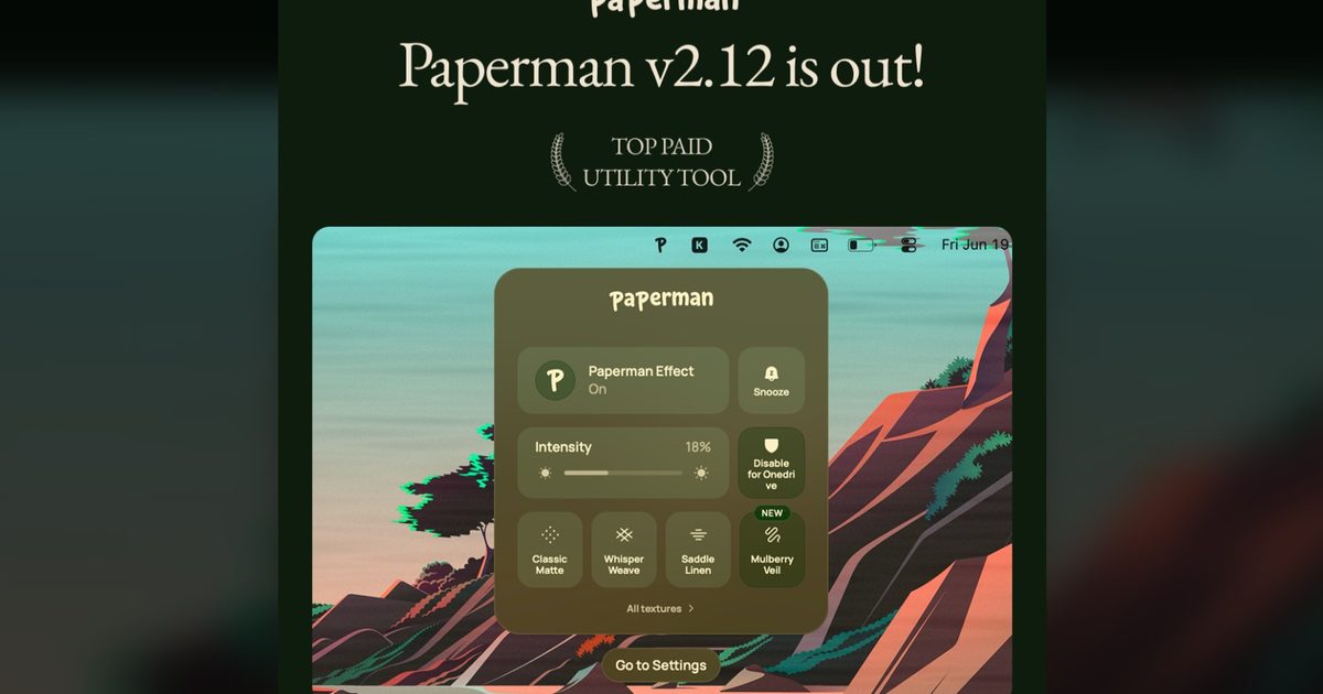If you miss the feel of paper in the digital age, this app gives your Mac’s screen a textured look