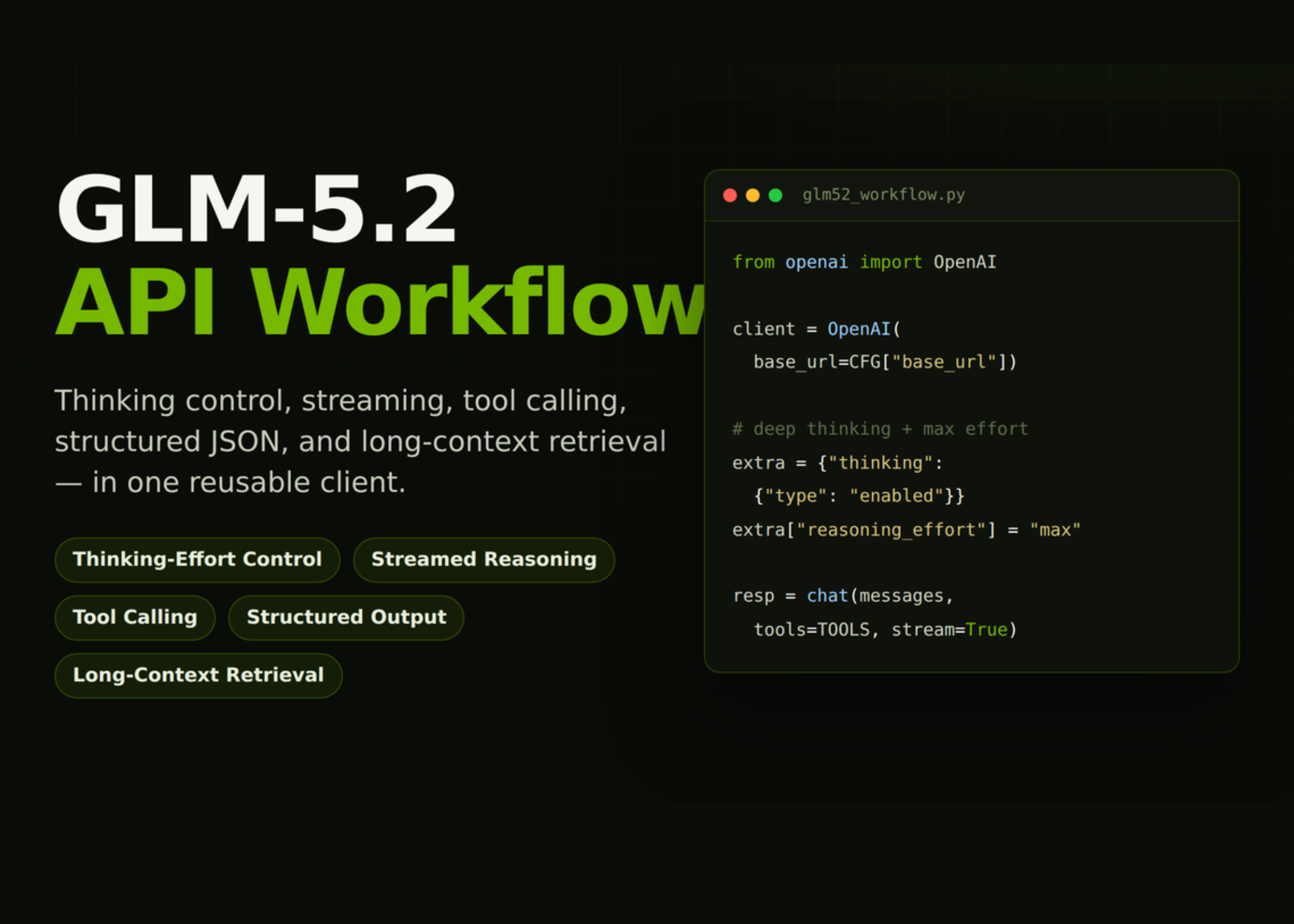 GLM-5.2 OpenAI-Compatible API: A Hands-On Guide to Reasoning Effort, Function Calling, and Long-Context Retrieval
