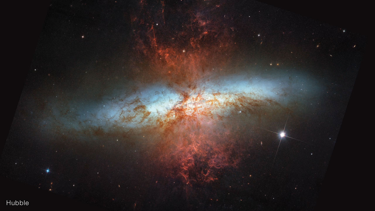 M82 Cigar Galaxy (Webb + Hubble Fade) – NASA Science
