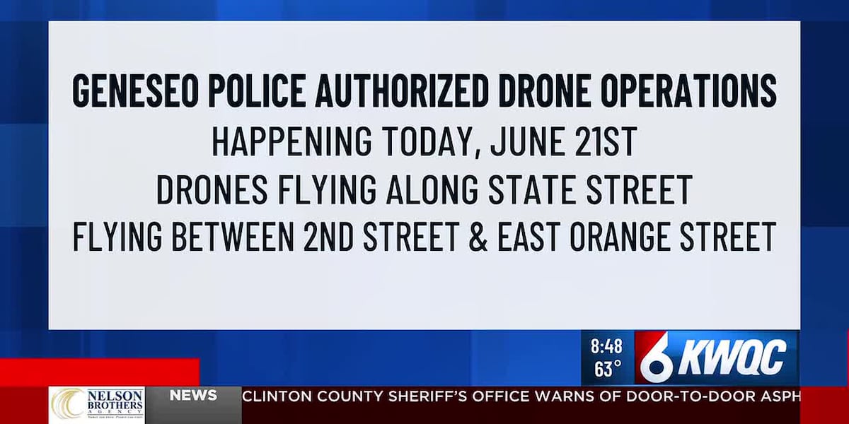 Geneseo Police Department to conduct drone operations, Sunday