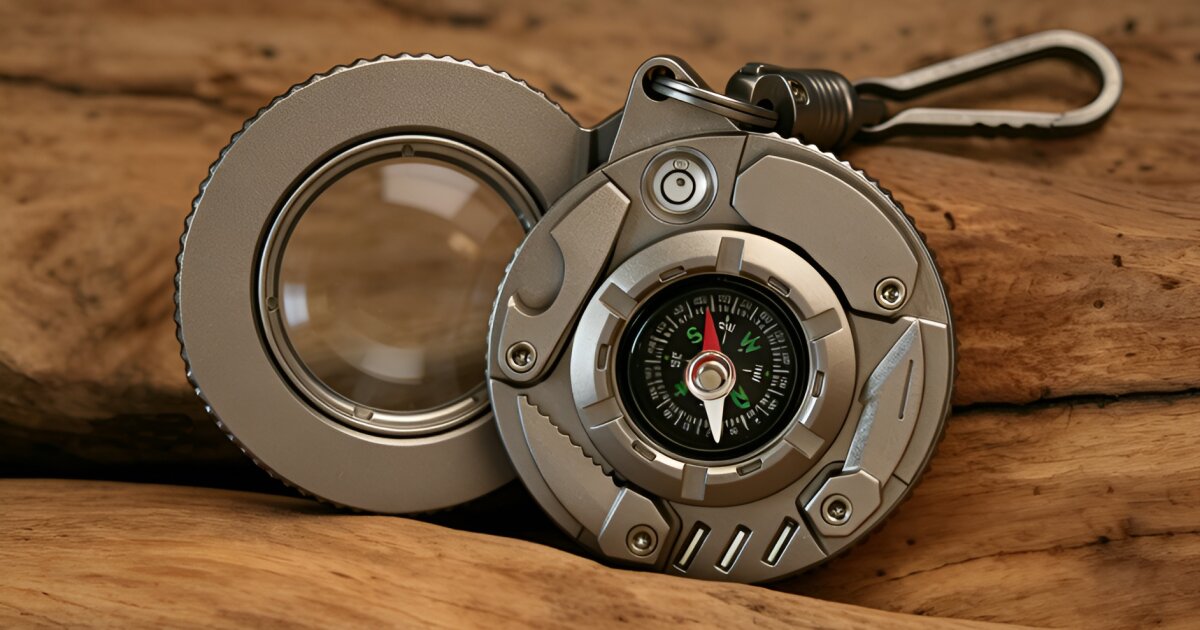 10-function multi-disc tool encircles compass with bonus features