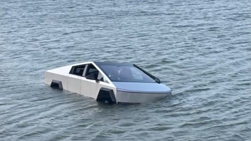 Cybertruck Driver’s ‘Wade Mode’ Test Gets Him Stuck In A Lake – And In Jail