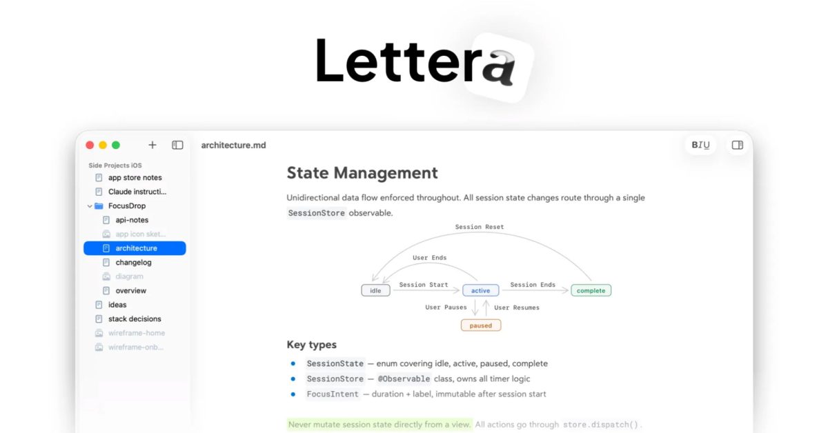 Bear app developers announce Lettera, a beautiful Markdown editor for Mac – 9to5Mac