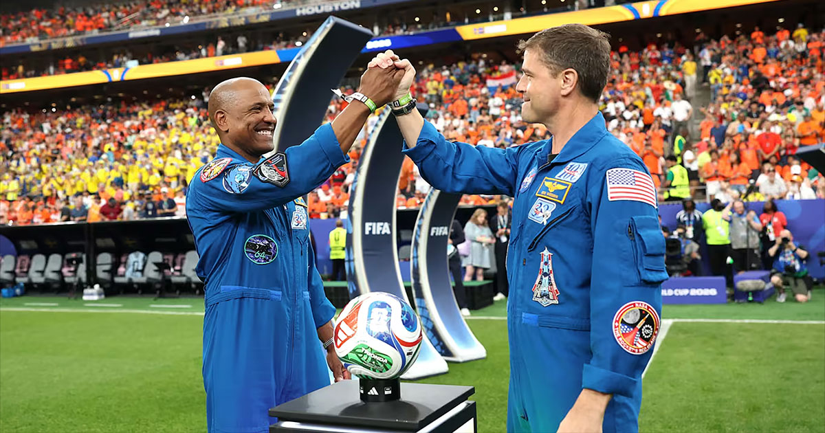 Artemis II and ISS astronauts take the ball for 2026 FIFA World Cup