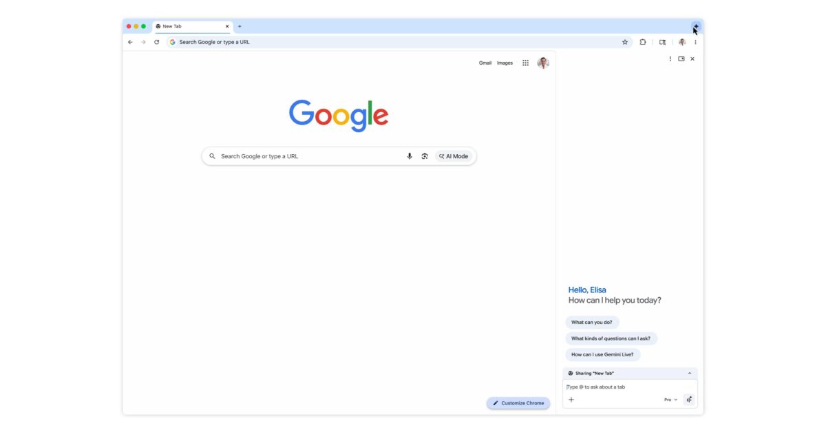 Gemini in Chrome rolling out to the UK