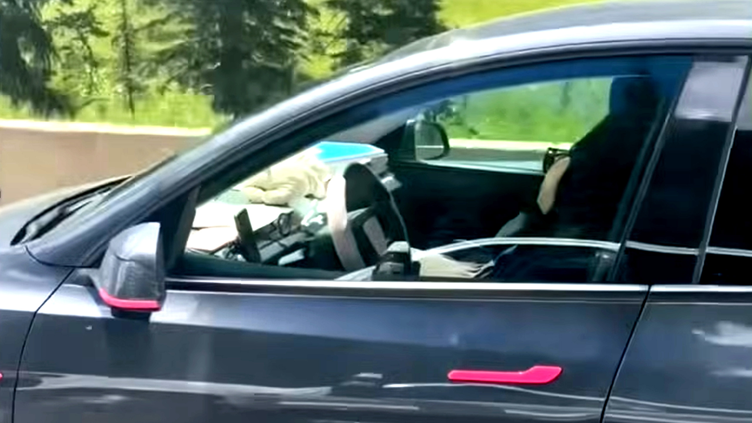 A Tesla Driver Appears To Nap At 62 MPH With Two Kids Reportedly In The Back | Carscoops