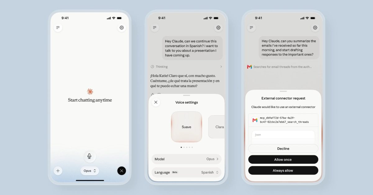 Anthropic upgrades Claude voice mode with more powerful models – 9to5Mac