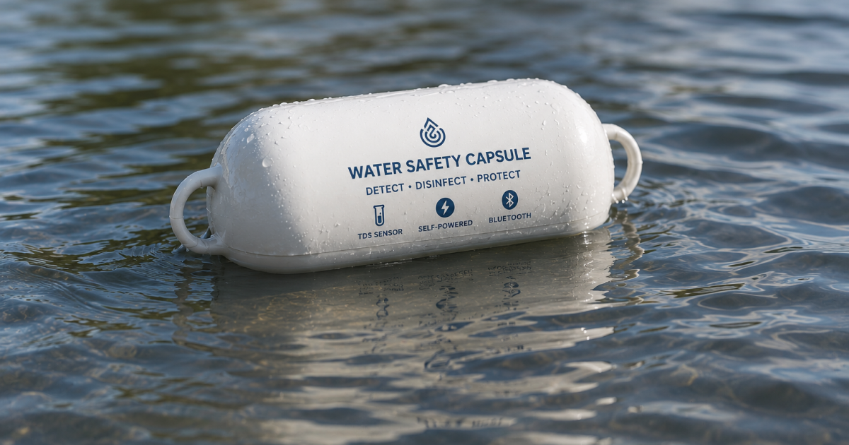 Floating capsule auto-disinfects water without chemicals or battery