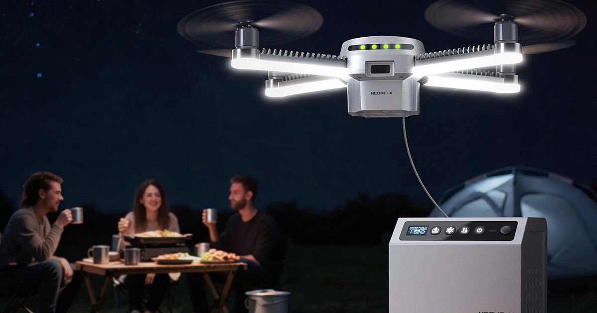 Heone-X drone provides powerful, long-lasting campsite lighting