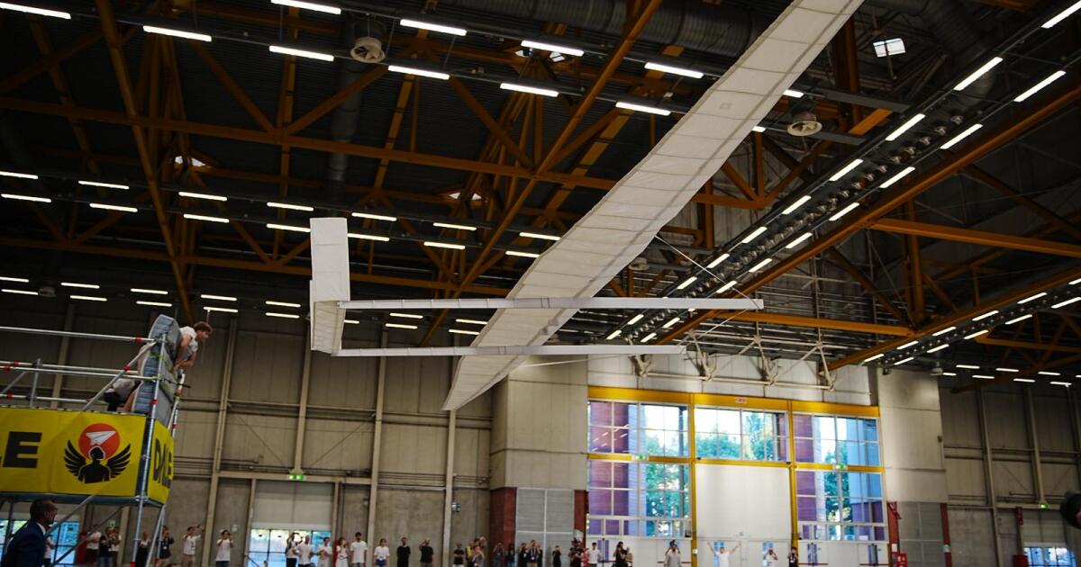 Students fly high with new world record for largest paper plane