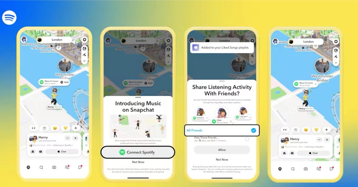 Snapchat’s newest feature turns Snap Map into a live Spotify listening feed – 9to5Mac