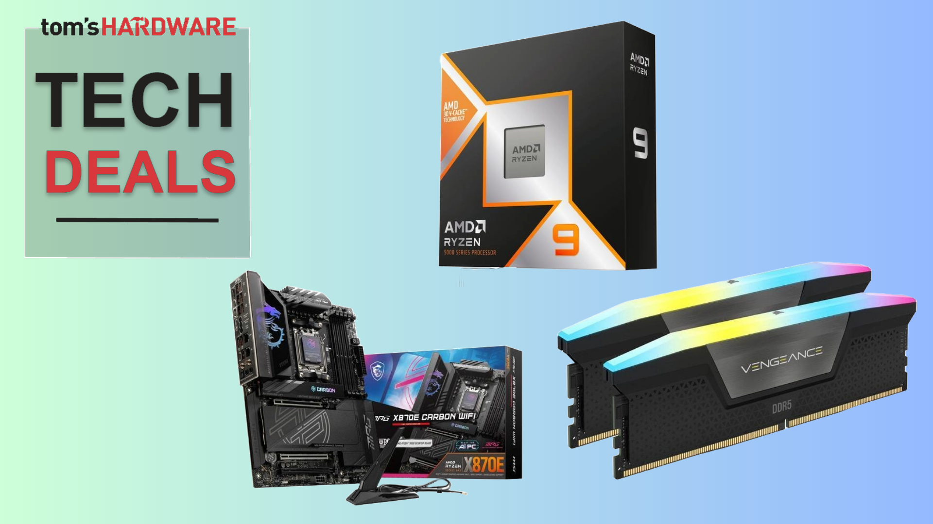 Grab 32GB of Corsair DDR5 for an effective $230 right now in this 9950X3D combo deal — Newegg RAM bundle ships with 16-core AMD X3D chip alongside an MSI X870E board and a free 240mm cooler for $1,308
