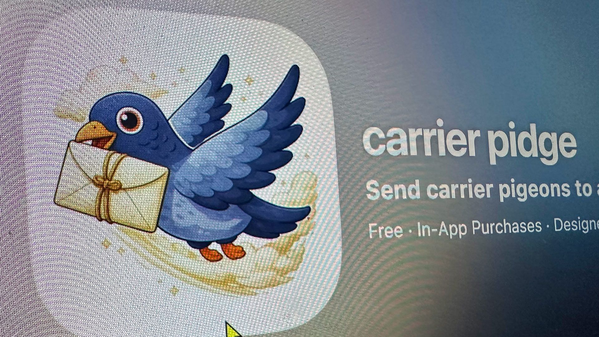 Rogue iOS developer creates app that simulates messages sent by carrier pigeon; messages only travel at 100mph — LA to NYC correspondence takes 22 hours to deliver; virtual birds can get distracted or even lost