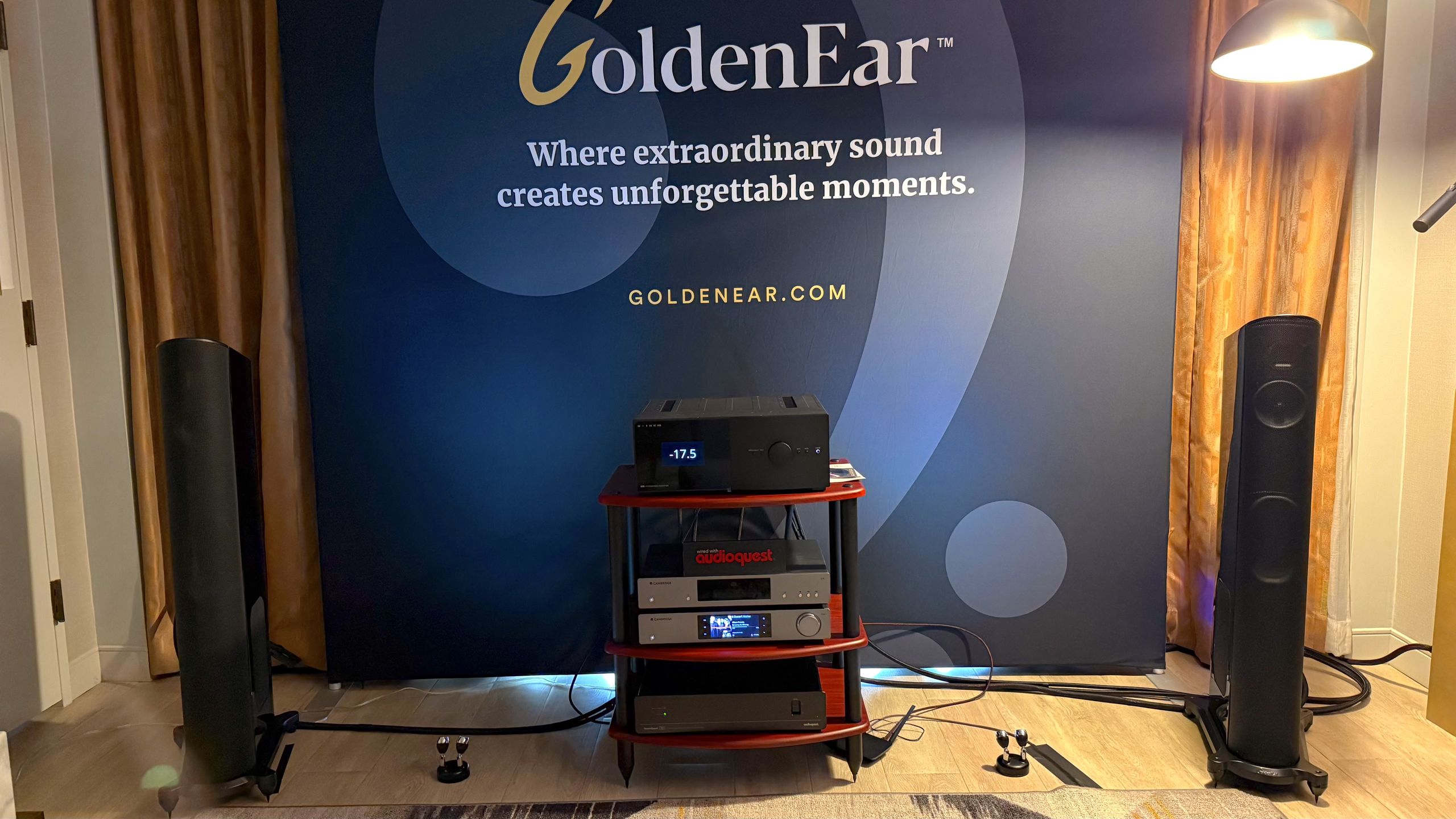 Goldenear’s T44 hybrid tower speakers feature both powered and passive drivers — and somehow, it sounds superb